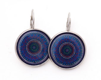 Dark Blue Earrings - Ultramarine Earrings - Navy Blue Earrings - Summer Earrings - Mandala Earrings - Yoga Earrings - Best Friend Gift