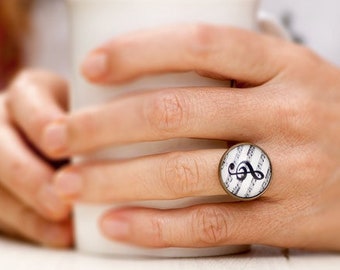 Treble Clef Ring - Music Note Ring - Treble Clef Jewelry - Music Jewelry - Music Ring - Music Gift - Gift for Music Lover - for Musician