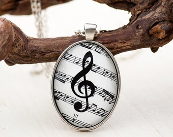 Collana con nota musicale - Collana con chiave di violino - Gioielli musicali - Gioielli con chiave di violino - Regali musicali - Regalo per amanti della musica - Regalo per musicisti