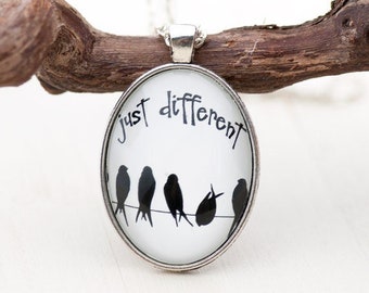 Be Different Inspirational Jewelry Necklace - Positive Affirmation for Women - Quote Jewelry - Bird Pendant Jewelry - Message Jewelry