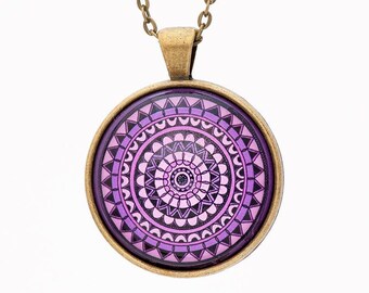 Mandala Necklace - Purple Necklace - Boho Bridesmaid Gift - Boho Necklace - Chakra Necklace - Spiritual Jewelry - Yoga Necklace