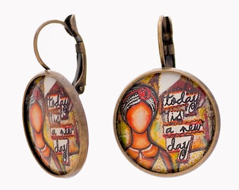 Positive Affirmation - Inspirational Earrings - Whimsical Earrings - Motivational Gift - Gift for Women - Art Earrings - Spiritual Gifts