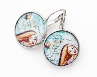 Be Brave - Inspirational Earrings - Motivational Gifts - Positive Inspiration - Motivational Jewelry - Gift for Women - Whimsical Earrings