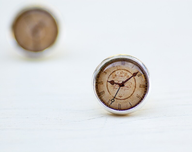 Clock Stud Earrings Steampunk Jewelry Unusual Earrings Etsy
