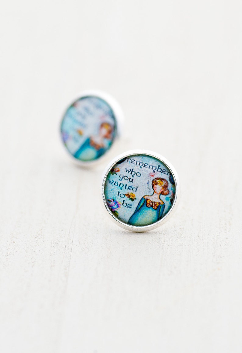 Art Earrings Collage Graduation Gift Remember Teal Green Earrings Inspirational Earrings Teen Earrings Whimsical Earrings