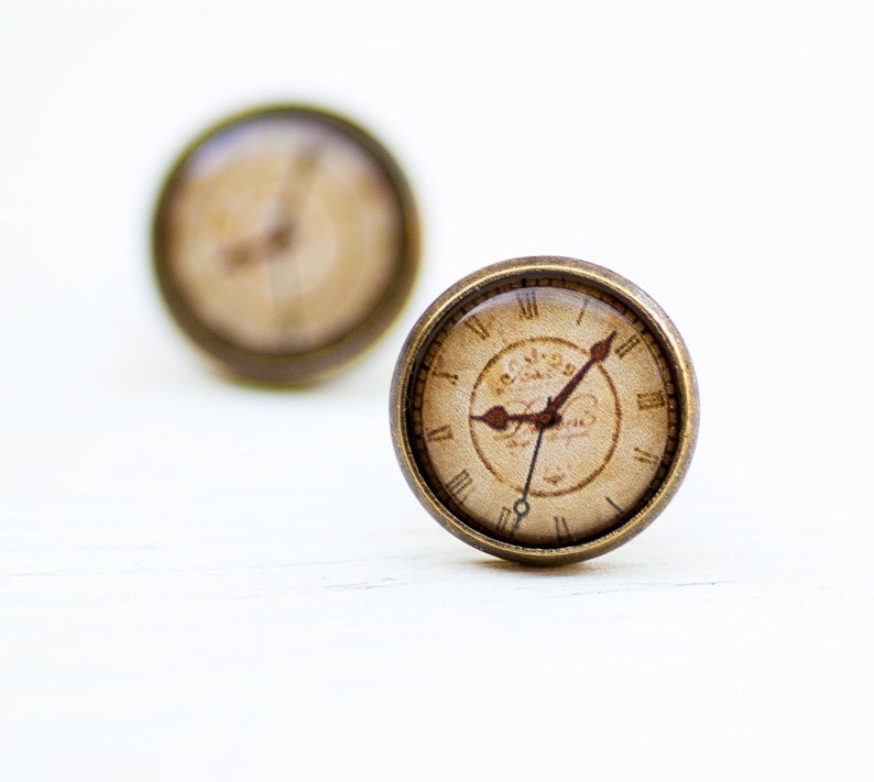 Clock Stud Earrings Steampunk Jewelry Unusual Earrings Etsy