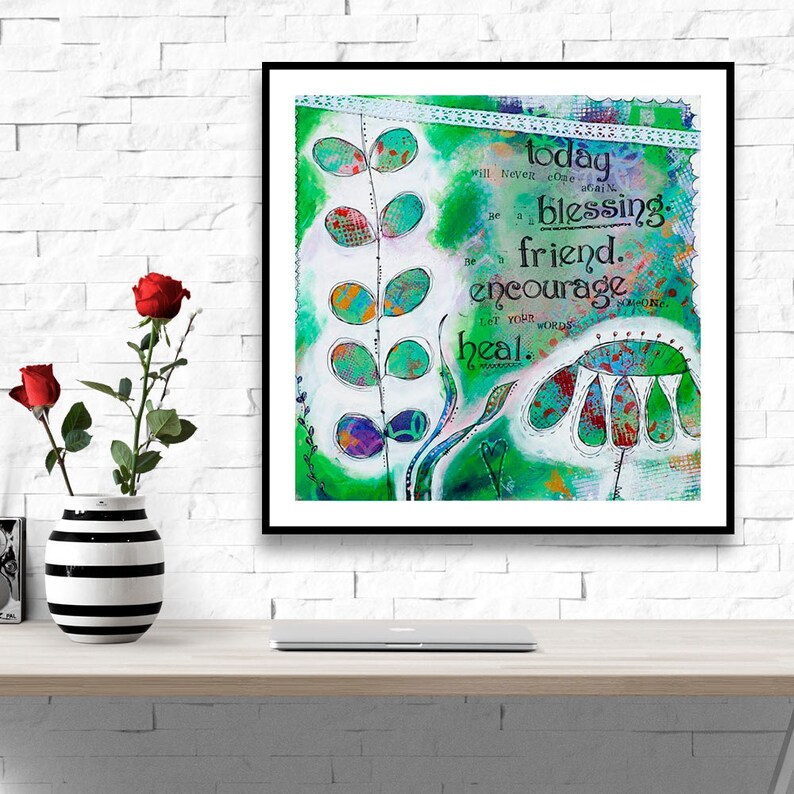 Green Wall Art Inspirational Wall Art Intuitive Painting | Etsy