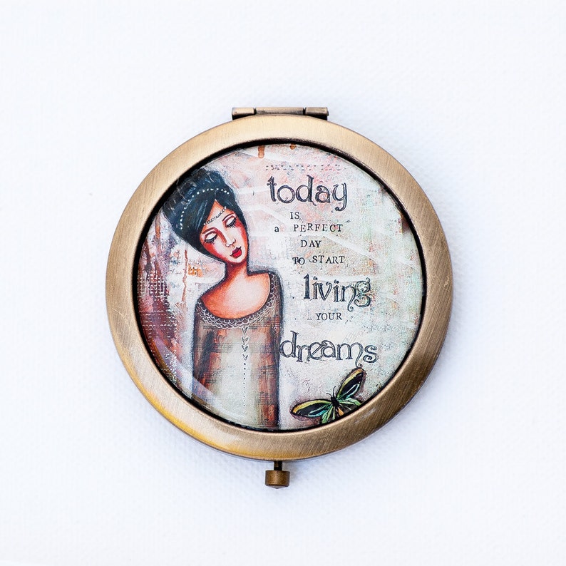 Compact Mirror Purse Mirror Live Your Dream Travel Gift Etsy