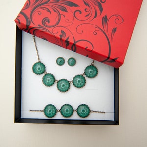 Green Earrings Mandala Earrings Geometric Earrings Art Earrings Spiritual Gift Gift for Her Best Friend Gift Hand Made Earring image 5
