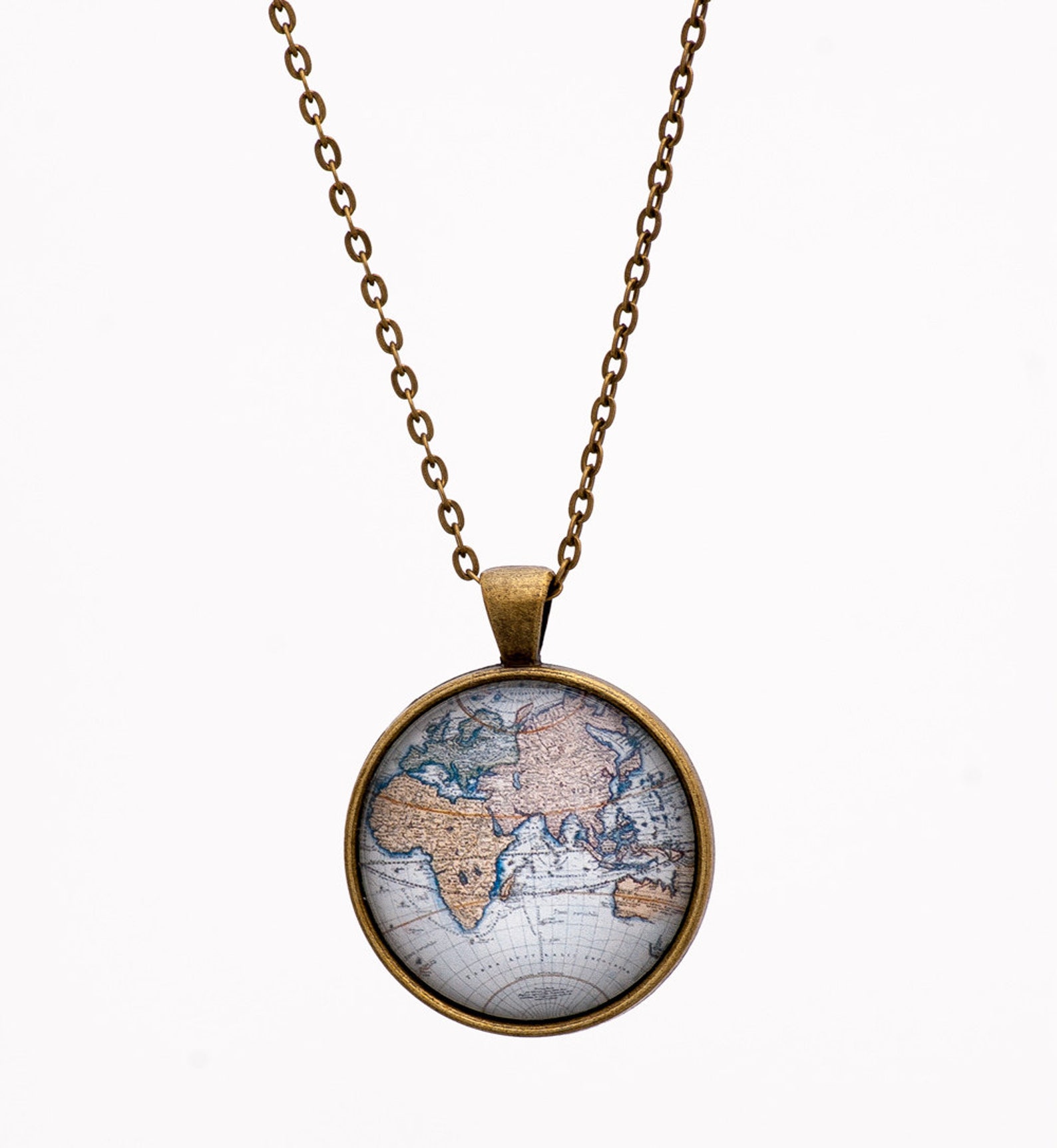 World Map Necklace Globe Necklace Atlas Necklace Etsy