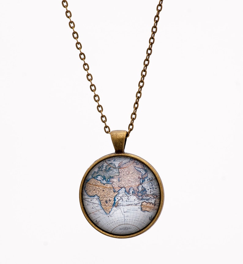 World Map Necklace Globe Necklace Atlas Necklace Etsy