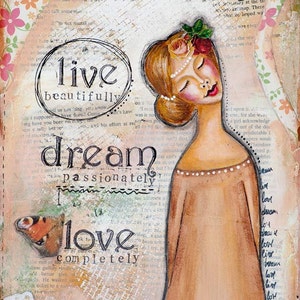 Mixed Media Collage Art - Inspirational Art - Whimsical Art - Positive Affirmation for Women - Girls Room Decor - Living Room Wall Art