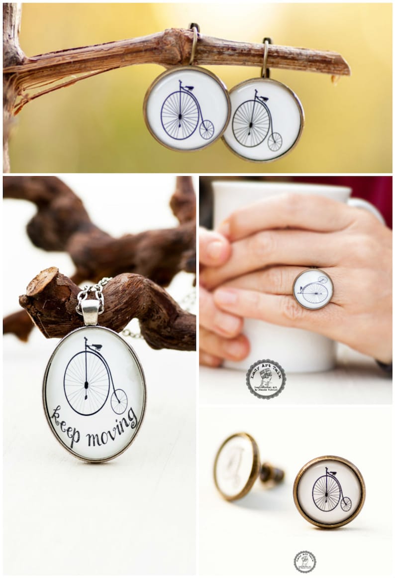 Graduation Gift for Her Penny Farthing Inspirational Necklace Gift for Her Positive Inspiration New Job Gift Keep Moving Forward