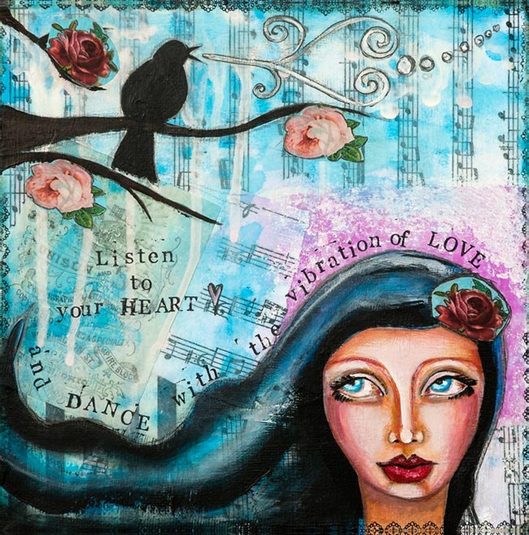 Love Art Mixed Media Collage Art Inspirational Quote Etsy Uk