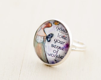 Wonder Inspirational Ring - Whimsical Jewelry - Adjustable Ring - Positive Affirmation for Women - Inspirational Jewelry - Quote Jewelry