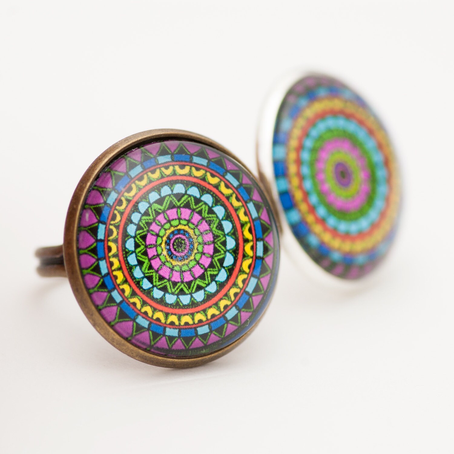 Multicolor Ring Mandala Ring Gift for Her Zen Ring Etsy UK