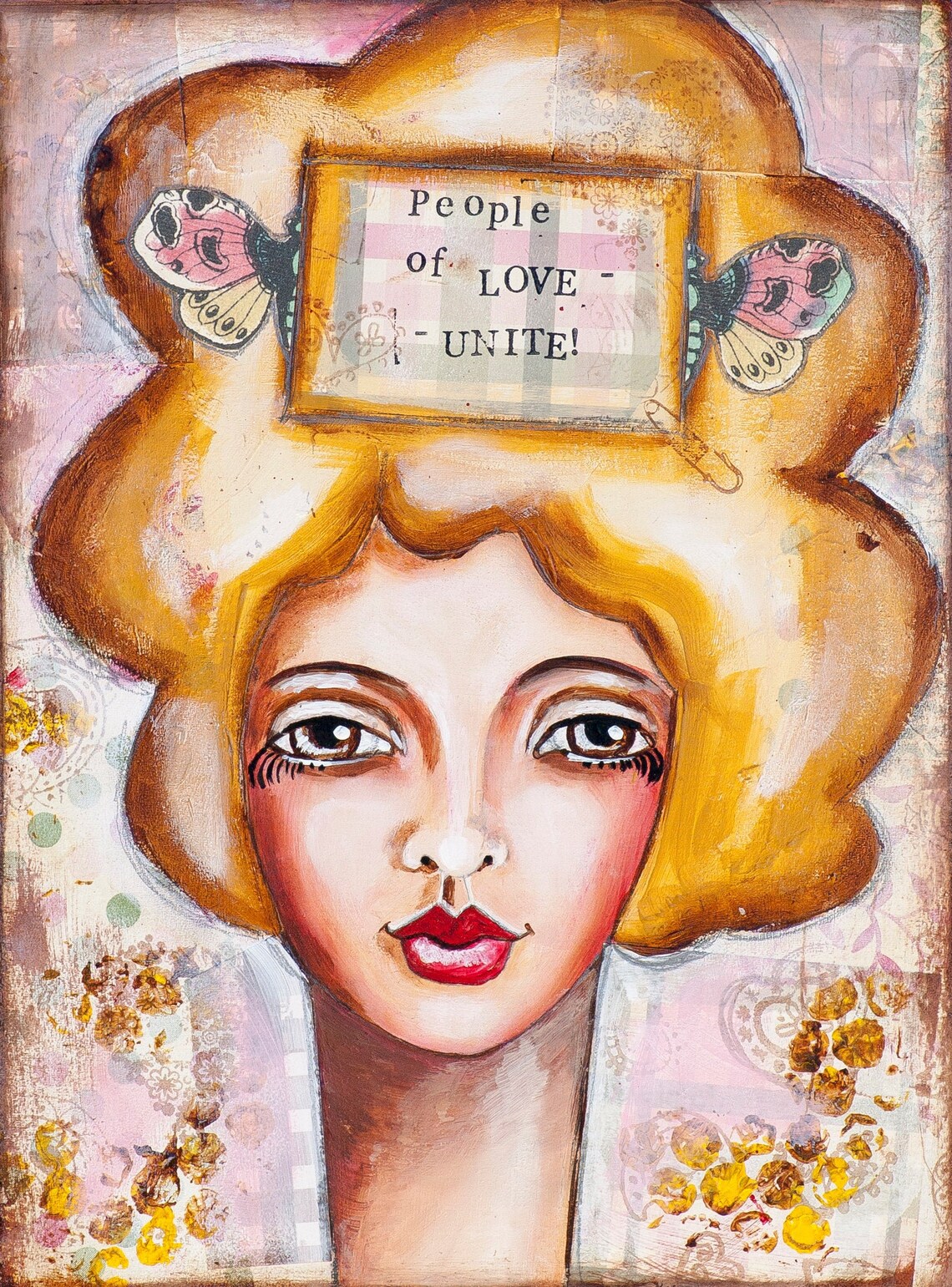 Love Art Print Love Wall Art Yellow Wall Print Mixed Etsy