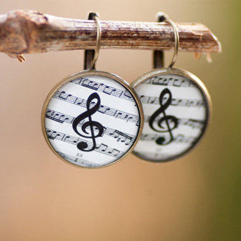 Music Note Earrings Treble Clef Earrings Music Earrings Etsy