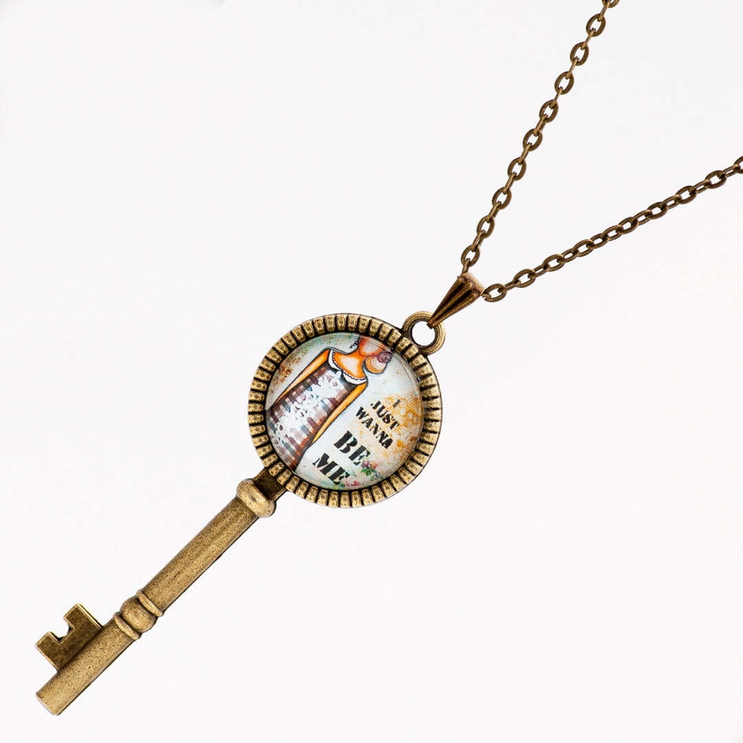 Key Necklace Skeleton Key Necklace Inspirational Necklace Etsy