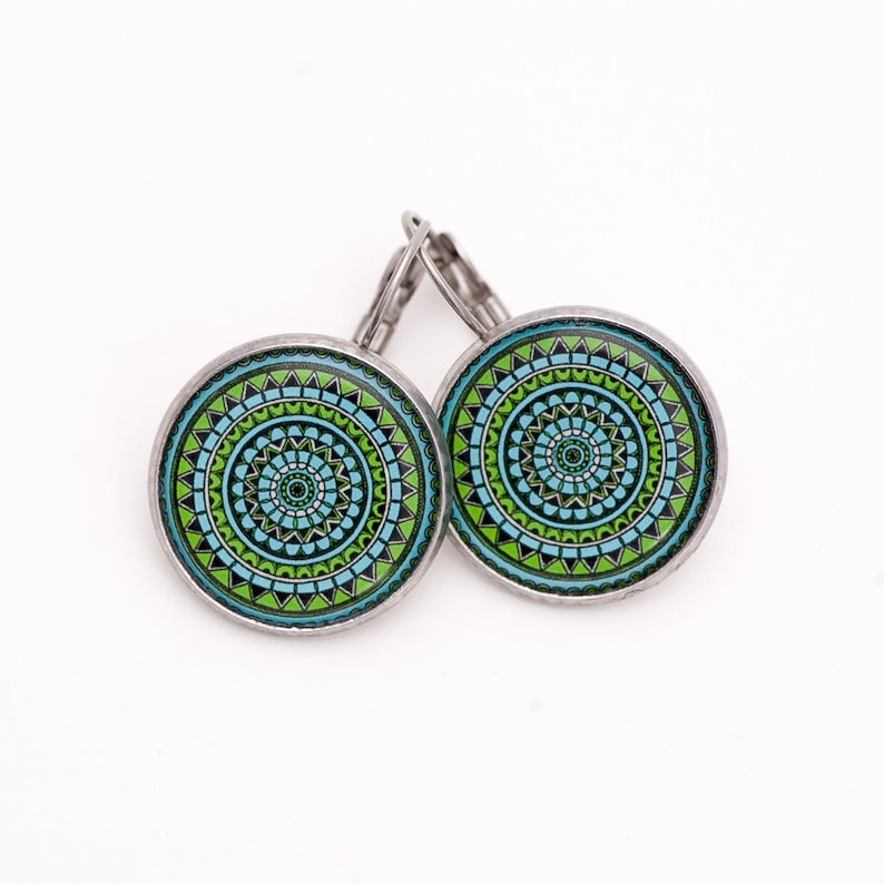 Mandala Earrings Spiritual Jewelry Greenery Jewelry Summer Earrings Yoga Earrings Spiritual Gift Best Friend Gift Trendy image 1