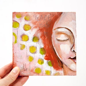 Original Small Painting - Original Painting - Abstract Painting - Mixed Media Painting - Mixed Media Art - Green Art - Peace Painting -