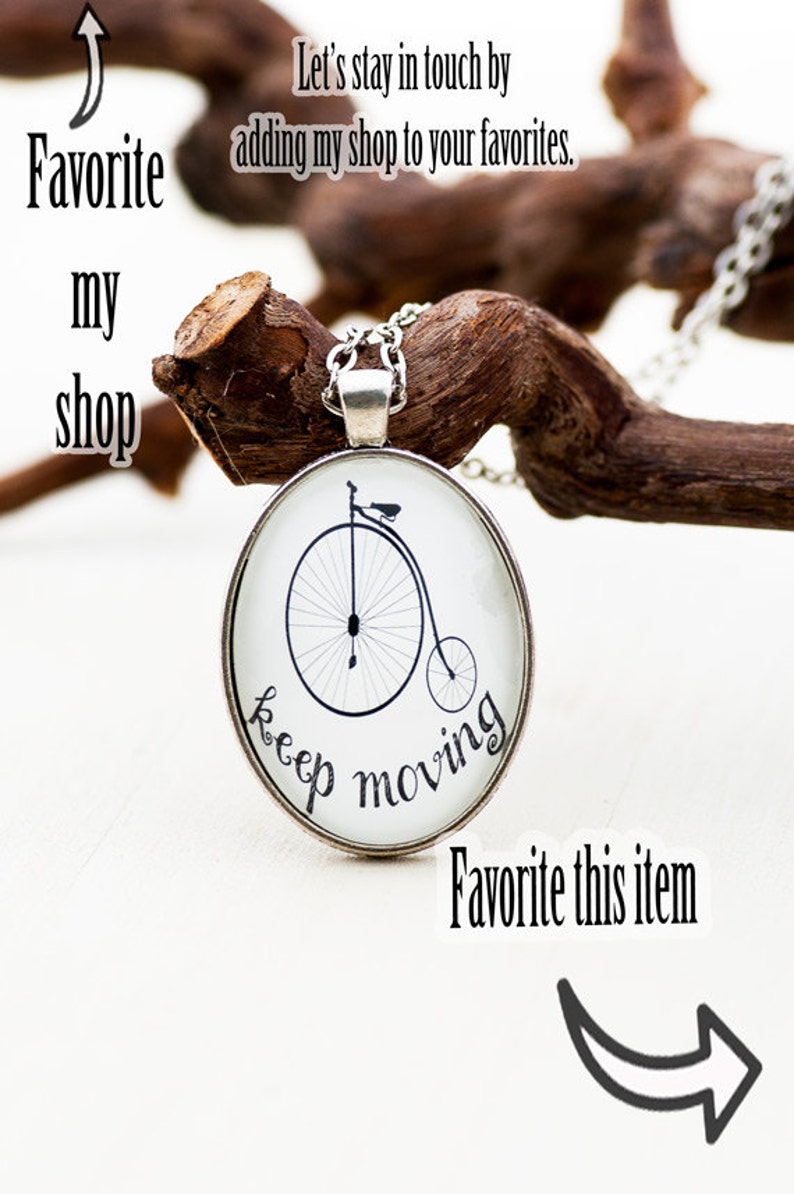 Graduation Gift for Her Penny Farthing Inspirational Necklace Gift for Her Positive Inspiration New Job Gift Keep Moving Forward