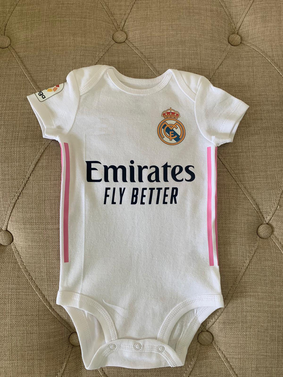 Pack Body + Chupete + Chupetero Fútbol Soy del Real Madrid - Lullaby Bebe