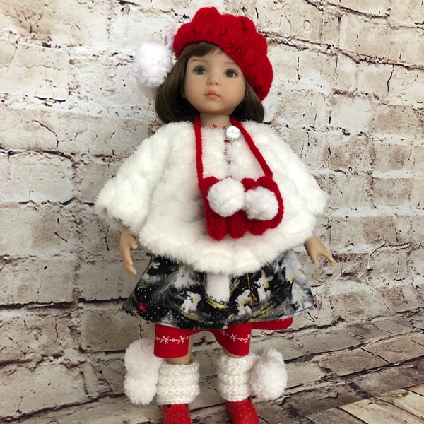 Christmas Outfit for Dianna Effner Doll Little Darling 13" 4pc., Clothes for 13" Dolls