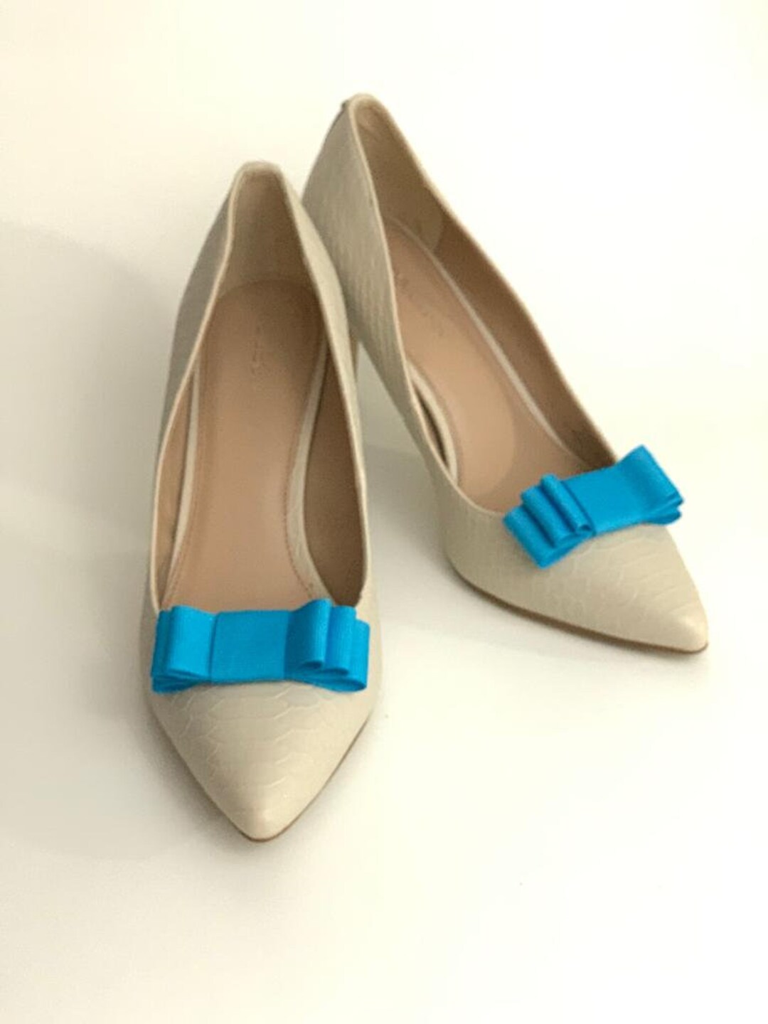 Blue Ribbon Bow Shoe Clips Set of Two Shoe Decorations Etsy