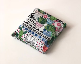 Bolsa de algodón para compresas con estampado de cactus