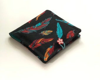 Bolsa de algodón para compresas con estampado de plumas