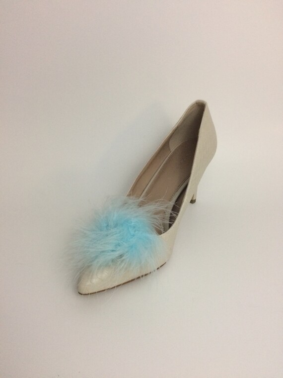 blue feather shoes