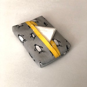Soporte de tejido de bolsillo de pingüinos grises, caja de tejido de tela, cubierta de tejido de viaje