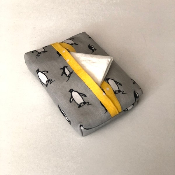 Grey Penguins Pocket Tissue Holder, Fabric Tissue Case, Travel Tissue Cover
