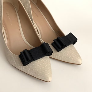 Black Ribbon Bow Shoe Clips Set Of Two, Shoe Decorations