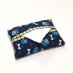 Blue Pocket Tissue Holder, Fabric Tissue Case, Travel Tissue Cover