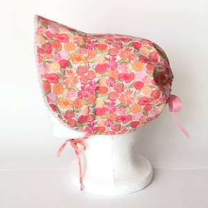 Baby Girls Floral 100% Cotton Bonnet, Sunbonnet, Beach hat with Visor Sun Hat, Toddler bonnet