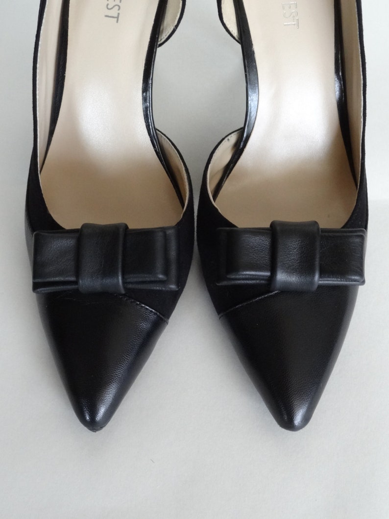 Black Leather Bow Shoe Clips Shoe Decorations Etsy