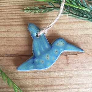 Handmade Pottery Ornament Hummingbird