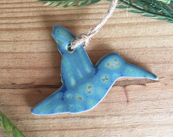 Handmade Pottery Ornament Hummingbird