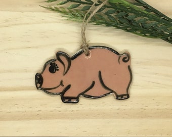 Handmade Hand-painted Pottery Ornament *Pig*