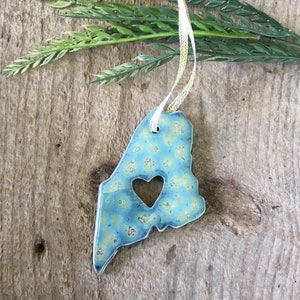 Handmade State Pottery Ornament Maine