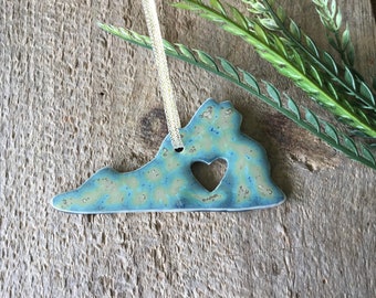 Handmade State Pottery Ornament Virginia