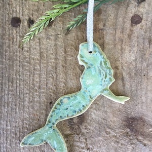 Handmade Pottery Mermaid Ornament