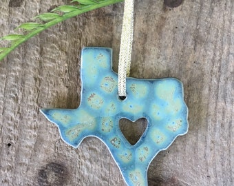 Handmade State Pottery Ornaments Texas