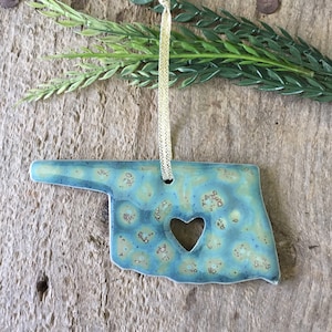 Handmade State Pottery Ornament Oklahoma