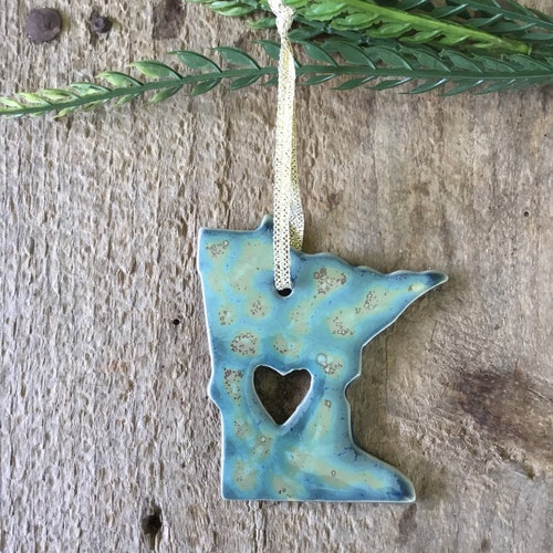 Handmade State Pottery Ornament Minnesota Etsy