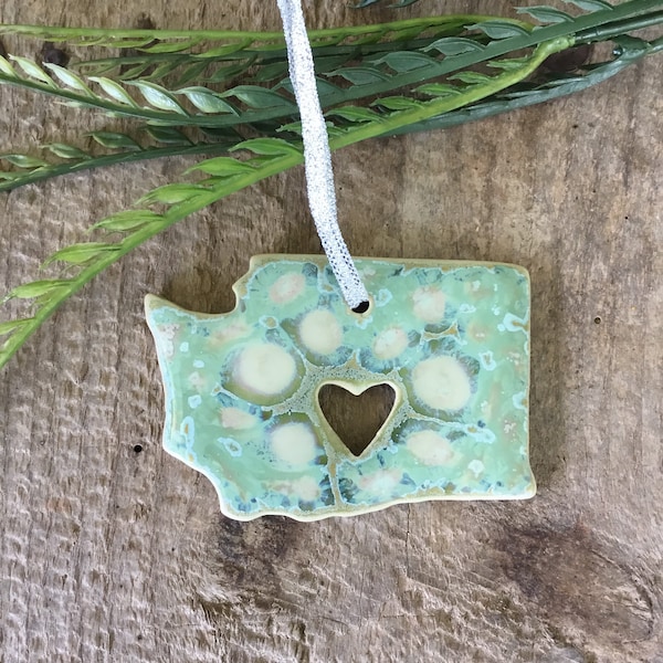 Handmade State Pottery Ornament Washington