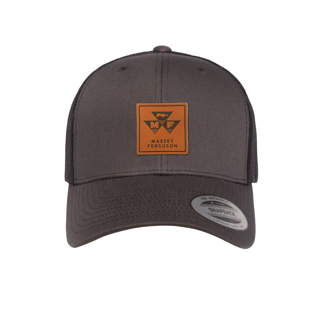 Massey Ferguson Yupoong Trucker Hat Snapback NWT Charcoal Black Tractor Patch Massey Ferguson Black Patch Hat | Charcoal and Black  main image 2