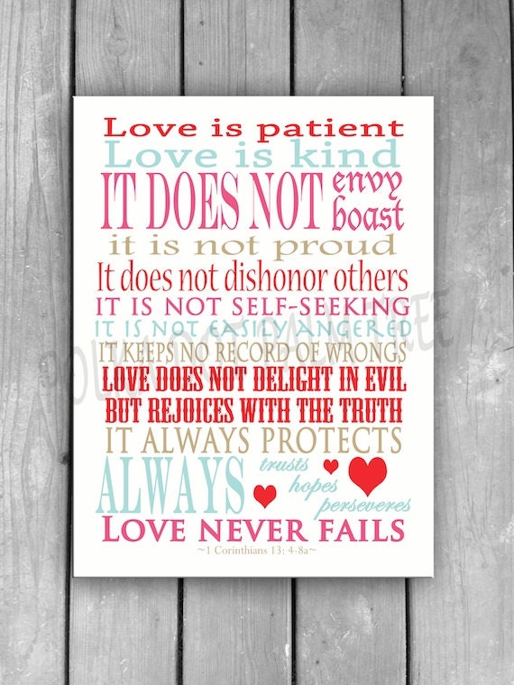 INSTANT DOWNLOAD Love is Patient Love is Kind 1 Corinthians 13 Etsy